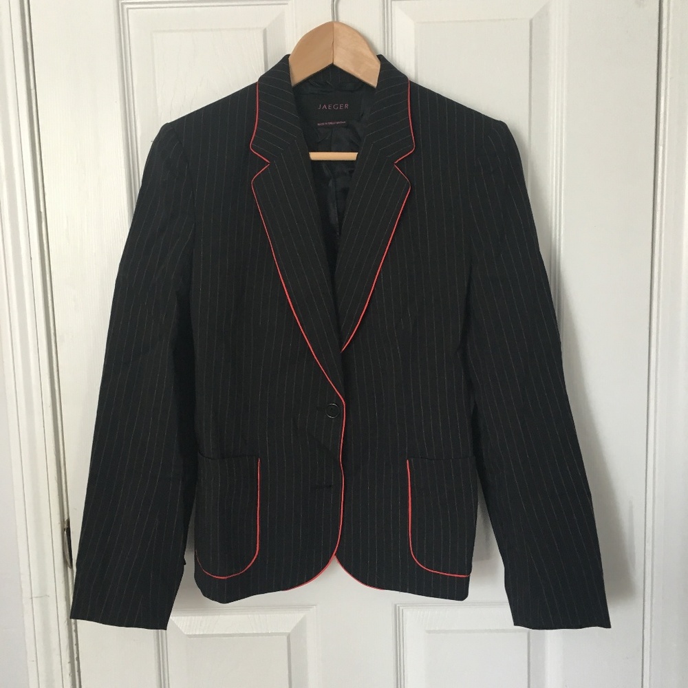 Jade Tailored Blazer / Navy Blue Pinstripe